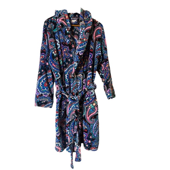 Vera Bradley Other - VERA BRADLEY Size Large XL PAISLEY BLUE FLANNEL HOODED BATH ROBE WARM